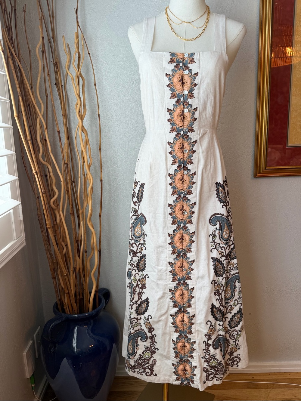 167 NWT Cleobella Jolene Maxi Dress – Veneto Paisley Cotton & Linen Size S